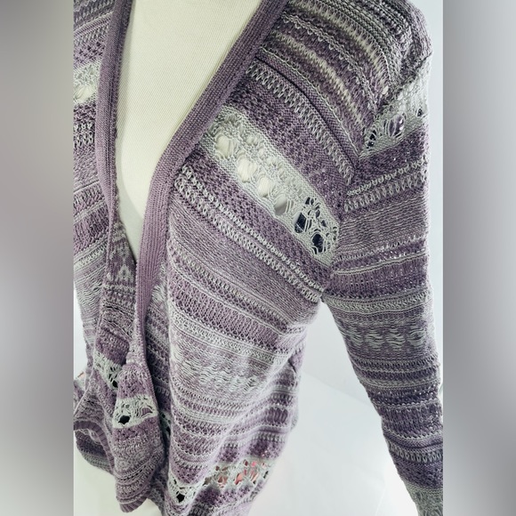 SONOMA PURPLE GRAY KNIT CARDIGAN SIZE WOMENS LARGE - Picture 3 of 8